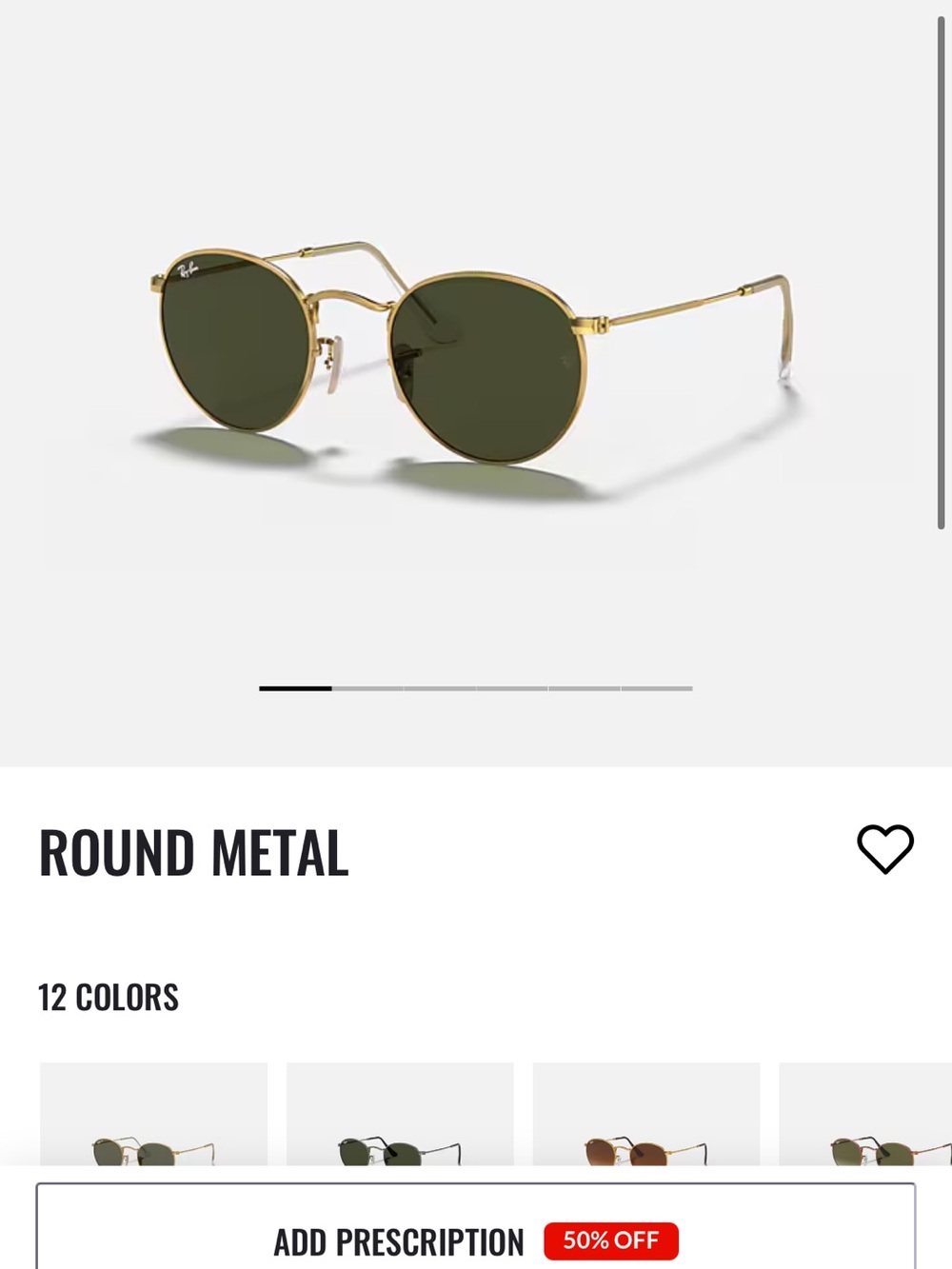 Ray-Ban Gold Frame Sunglasses with Green Lenses